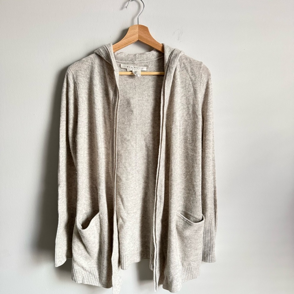 Max Studio 100% cashmere hooded cardigan grey size small